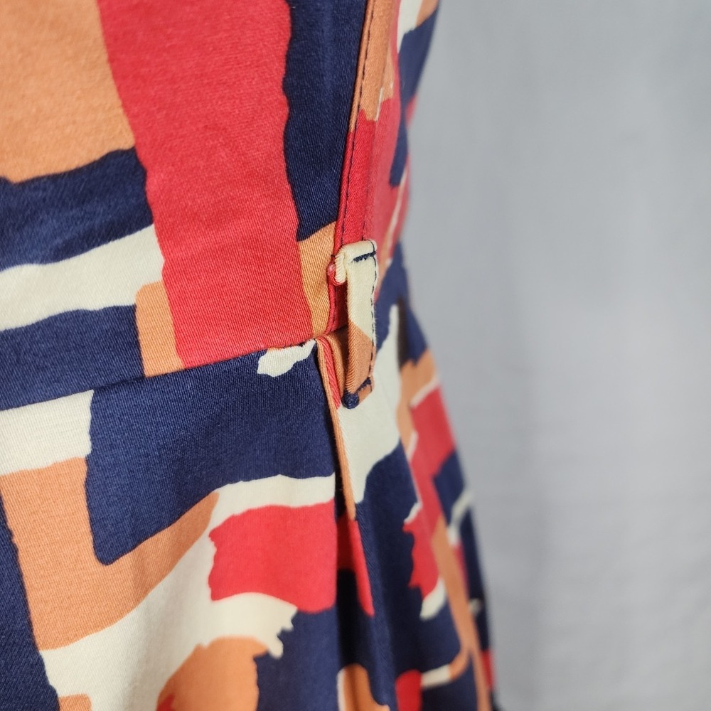 NEW DIRECTIONS Size 6 Colorful Cotton Stretch Fit & Flare Halter Dress w/pockets - Picture 7 of 11